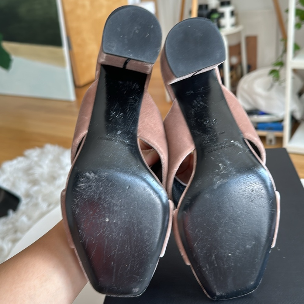 Saint Laurent Sandals Heels velvet Pink size 7 (37.5) - Picture 8 of 9